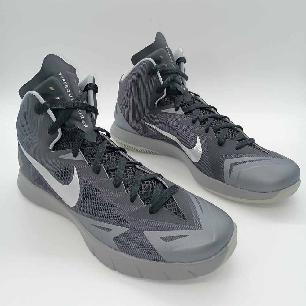 Nike Hyperquickness Basketball Shoes Grey Black Silver 652777-004 Mens 13